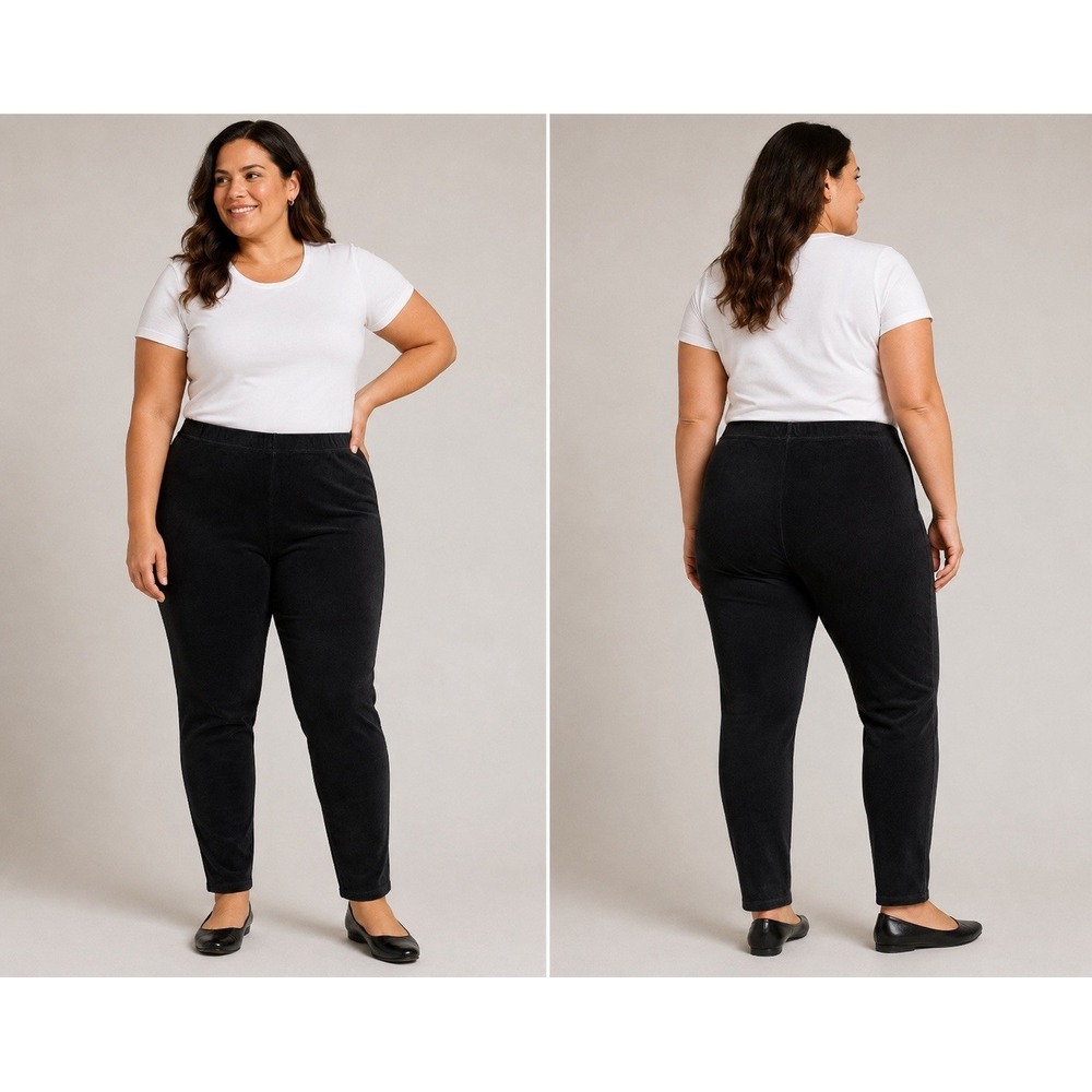 J Jill Pants XL Black Corduroy Ankle Leggings Taper Stretch Soft Casual Capsule